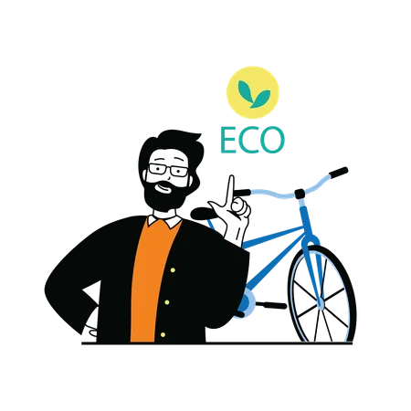 Homme donnant des informations sur le cycle écologique  Illustration