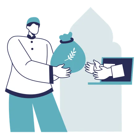 Homme donnant la Zakat en ligne  Illustration