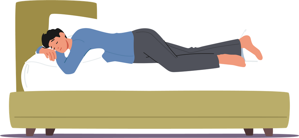 Homme dormant dans une pose détendue  Illustration