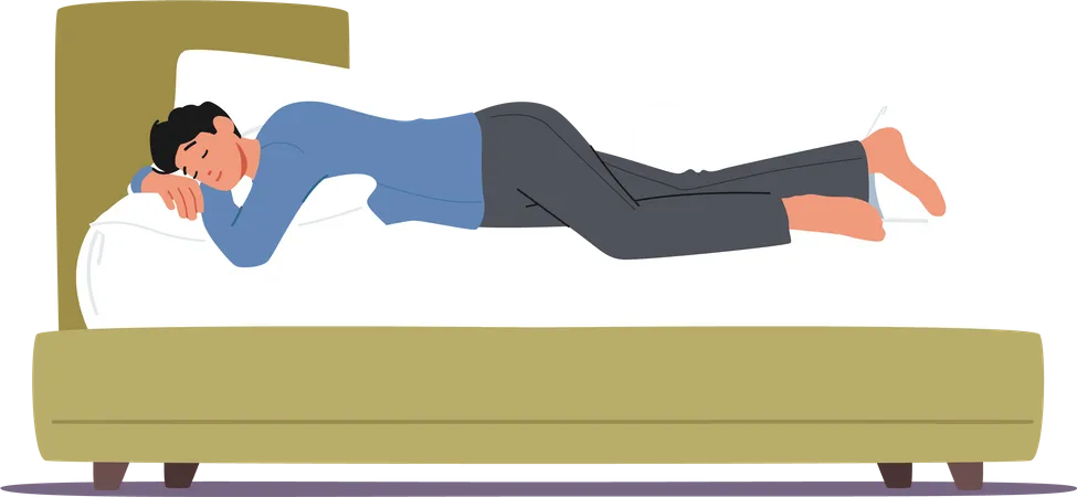 Homme dormant dans une pose détendue  Illustration