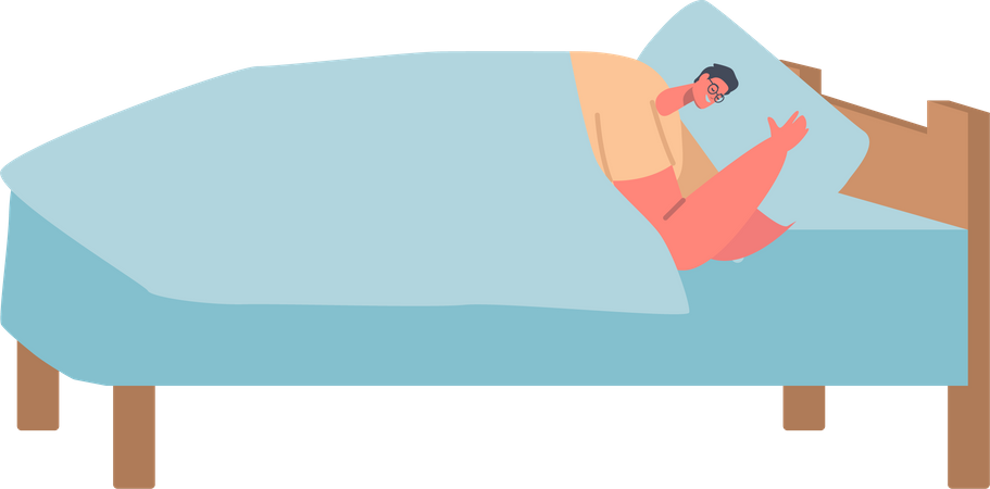 Homme dormant sur le lit  Illustration