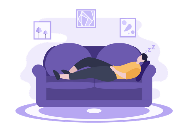 Homme qui dort sur un canapé  Illustration