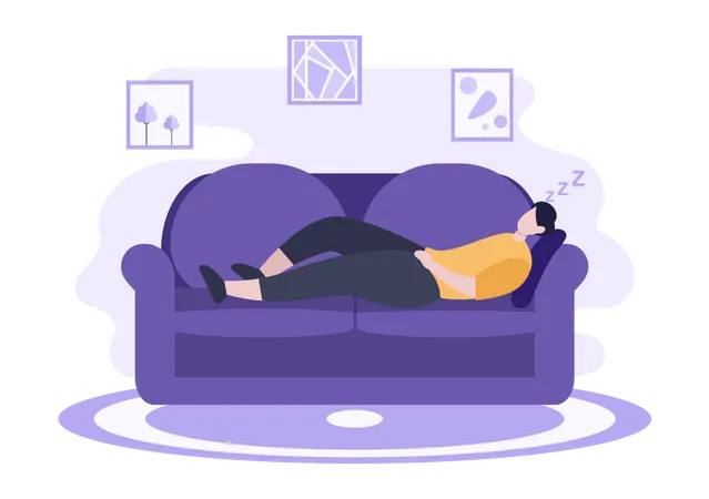 Homme qui dort sur un canapé  Illustration