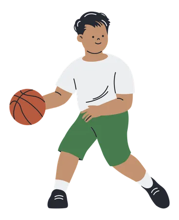 Homme dribble un ballon de basket  Illustration