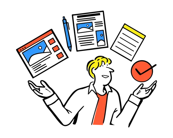 Blog et newsletter d'un homme écrivant  Illustration
