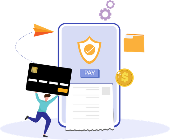 Homme effectuant un paiement en ligne  Illustration