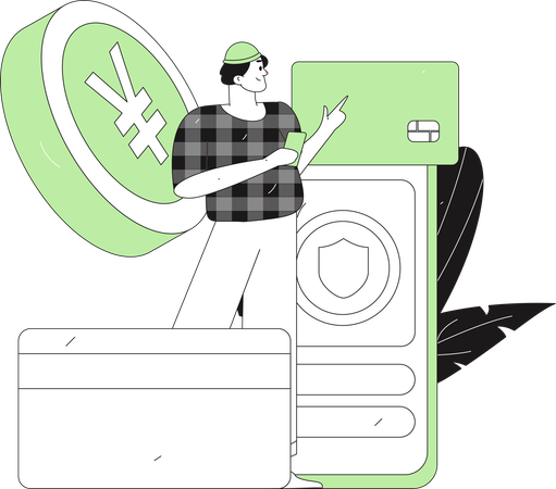 Homme faisant le paiement mobile  Illustration