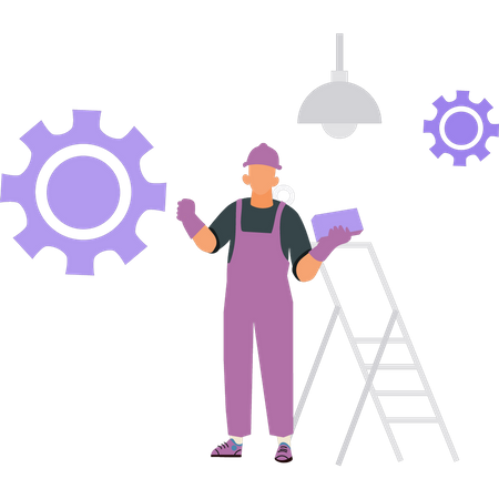 Électricien masculin travaillant  Illustration