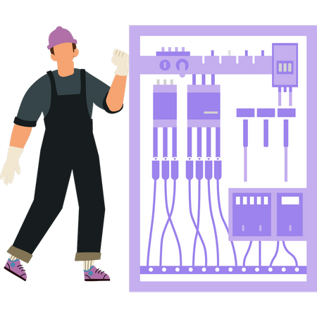 Électricien masculin travaillant  Illustration