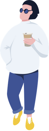 Homme élégant avec café à emporter  Illustration