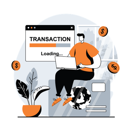 Homme attendant la fin de la transaction  Illustration