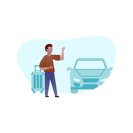 Homme attendant un taxi  Illustration