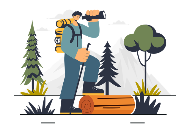 Homme en camping  Illustration