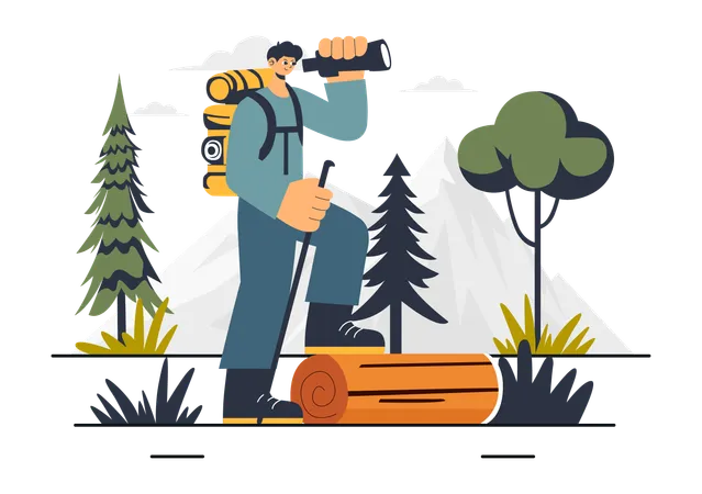 Homme en camping  Illustration