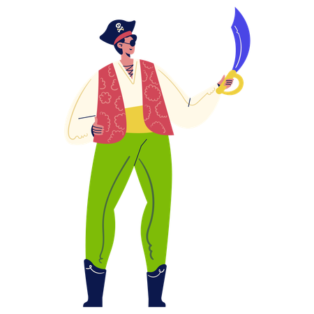 Homme en costume de pirate  Illustration