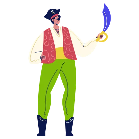 Homme en costume de pirate  Illustration