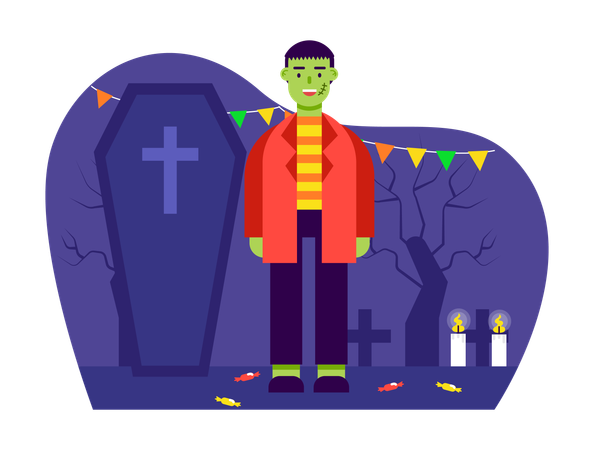 Homme en costume de zombie  Illustration