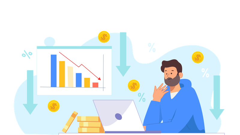 Homme ayant une crise financière  Illustration