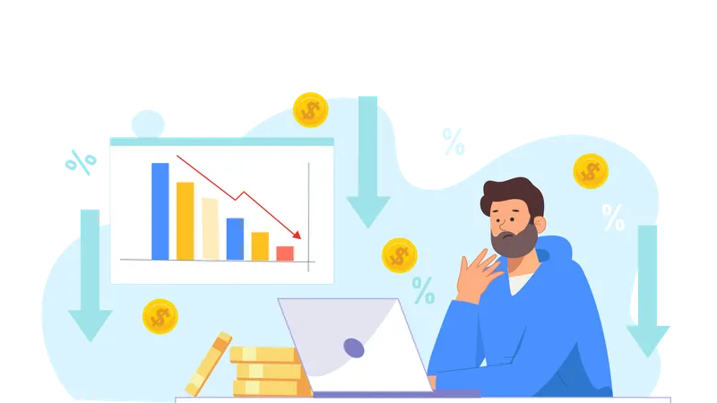 Homme ayant une crise financière  Illustration