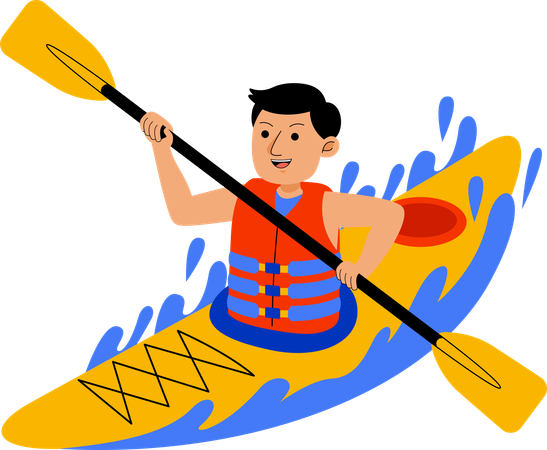 Homme faisant du kayak  Illustration