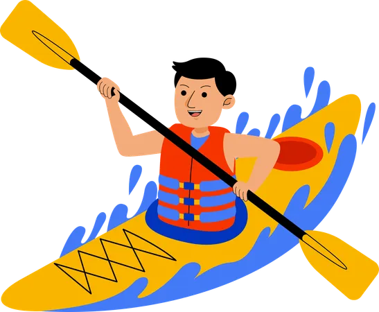 Homme faisant du kayak  Illustration