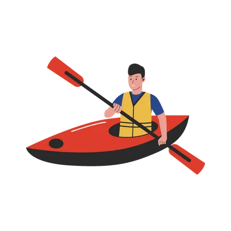 Homme faisant du kayak  Illustration