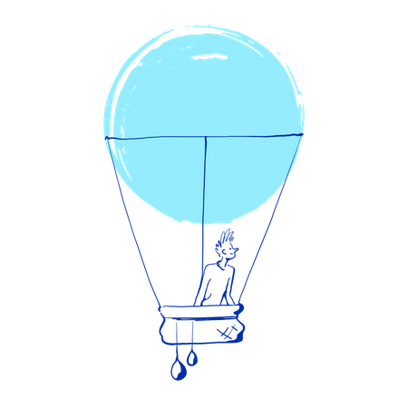 Homme en montgolfière  Illustration