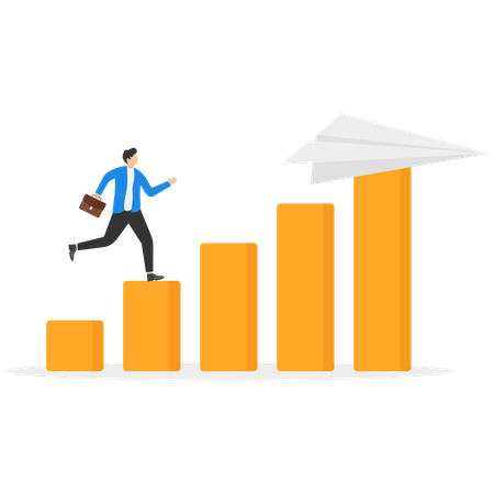 L'homme en marche vers la croissance  Illustration