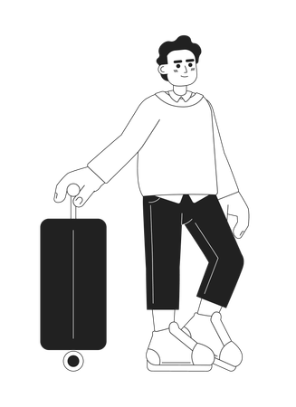 Homme en tenue à la mode avec valise  Illustration