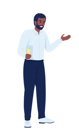 Homme en tenue formelle donnant un toast  Illustration