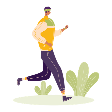 Homme faisant du jogging dans le parc  Illustration