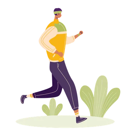 Homme faisant du jogging dans le parc  Illustration