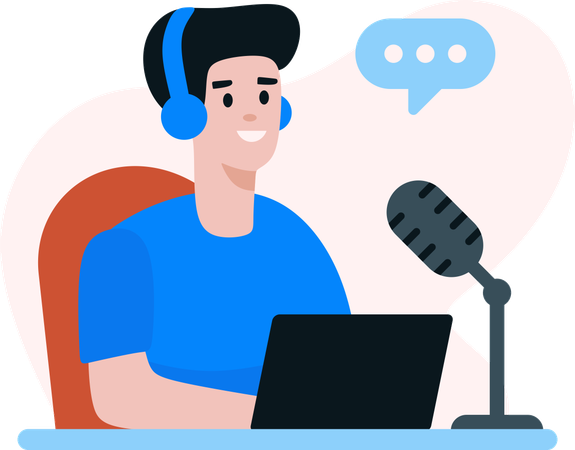 Homme faisant un podcast  Illustration