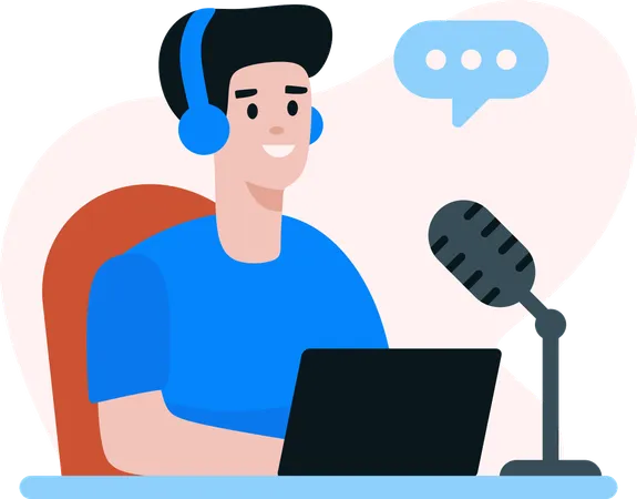 Homme faisant un podcast  Illustration