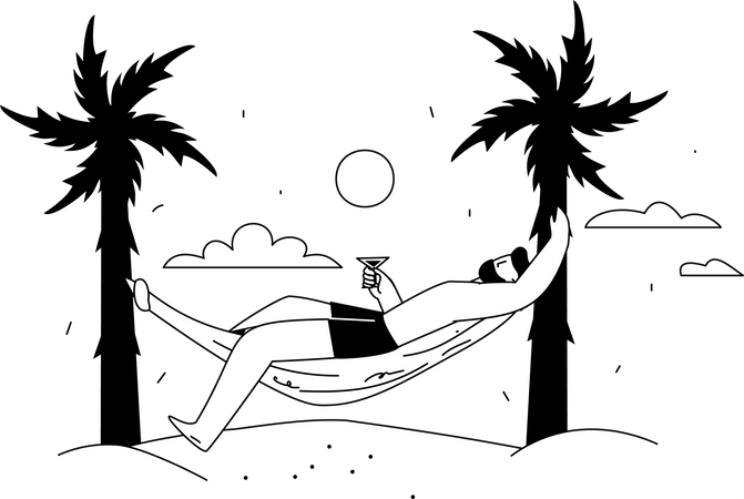 Homme en vacances  Illustration