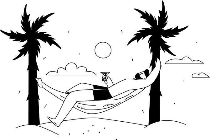 Homme en vacances  Illustration