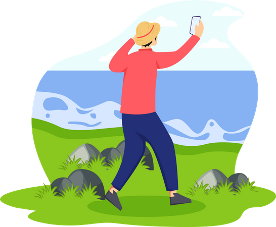 Homme en vacances  Illustration