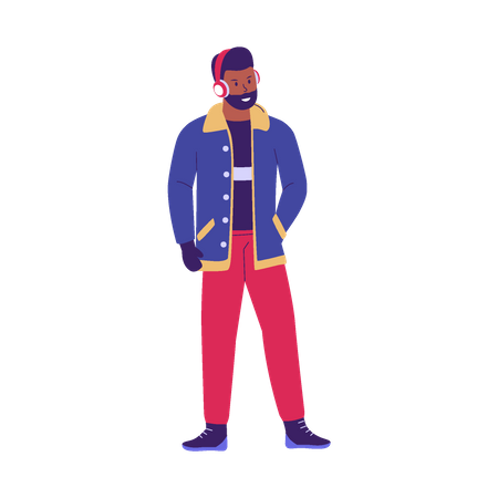 Homme en vêtements d'hiver  Illustration