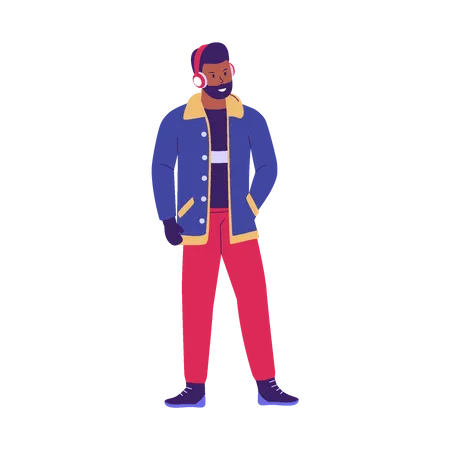 Homme en vêtements d'hiver  Illustration