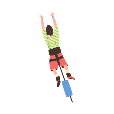Homme en vol avec ceinture de sécurité élastique  Illustration