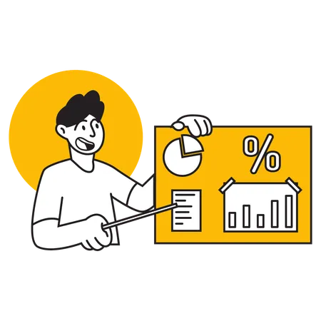 Homme enseignant la finance et l'investissement  Illustration