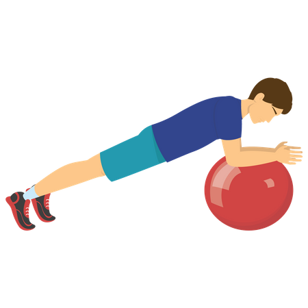 Entraînement homme avec ballon de gym  Illustration