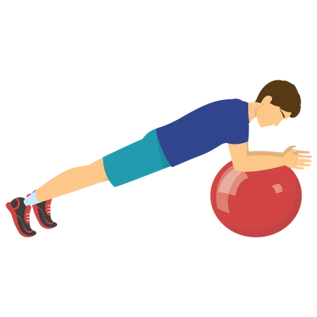 Entraînement homme avec ballon de gym  Illustration