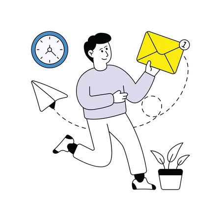 Homme envoyant du marketing par courrier électronique  Illustration