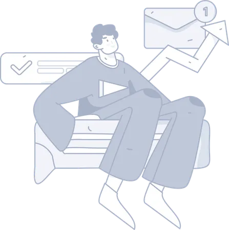 Homme envoyant un message au service client  Illustration