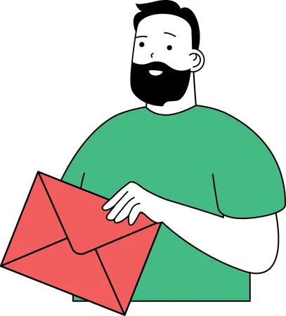 L'homme envoie un e-mail aux clients  Illustration