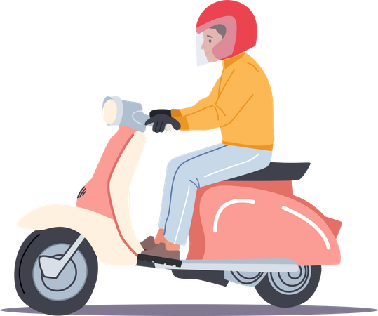 Homme chevauchant un scooter  Illustration
