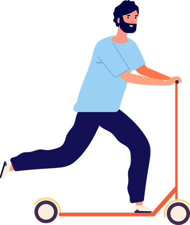 Homme chevauchant un scooter  Illustration