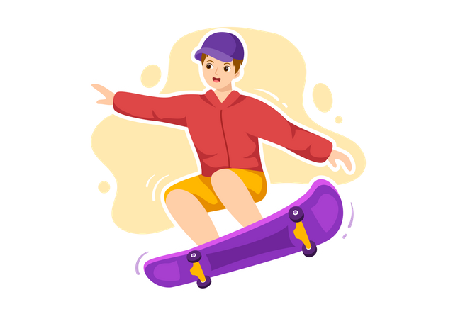 Homme faisant du skateboard  Illustration