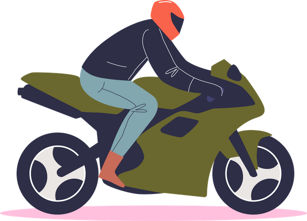 Homme chevauchant une moto de sport  Illustration